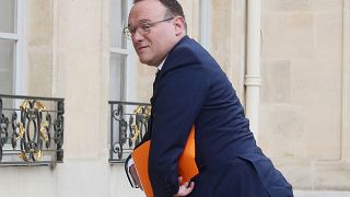 Damien Abad arrives at the Elysee Palace for a cabinet meeting in Paris in May.