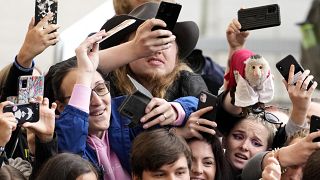 Festival goers at the Karlovy Vary Film Festival 2021