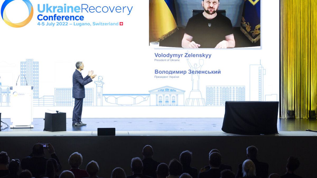 Volodimir Zelenszkij ukrán elnök videókonferencián csatlakozott a lugánói konferencia résztvevőihöz