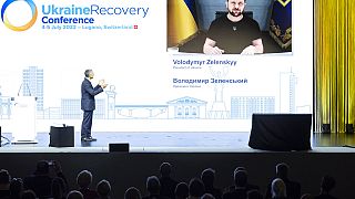 Volodimir Zelenszkij ukrán elnök videókonferencián csatlakozott a lugánói konferencia résztvevőihöz