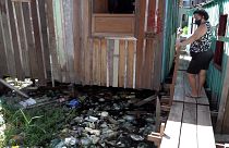 القمامة على أعتاب المنازل في ماناوس