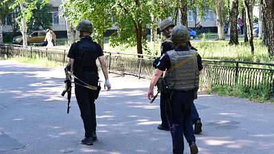 Украинская полиция патрулирует Славянск, 6 июля 2022 года