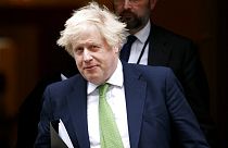 Boris Johnson, primeiro-ministro britânico, sai de Downing Street, Reino Unido