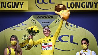 Le Solvène Tadej Pogacar nouveau porteur du maillot jaune au terme de la 6ème du Tour de France, Longwy, le 07/07/2022