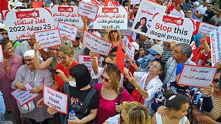 Tunisians protest against draft constitution referendum