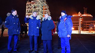 Putin beim Besuch der LNG-Anlage auf der russischen Jamal-Halbinsel