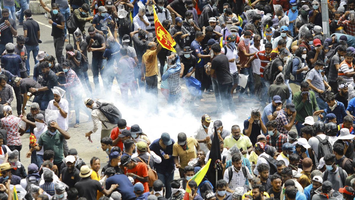 Manifestantes no Sri Lanka