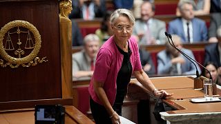 French Prime Minister Elisabeth Borne arrives to deliver a speech at the National Assembly, in Paris, France