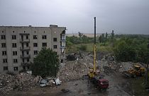 In diesem Wohnhaus in Tschassiw Jar starben über 30 Menschen