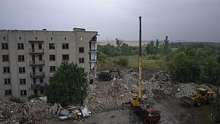 In diesem Wohnhaus in Tschassiw Jar starben über 30 Menschen