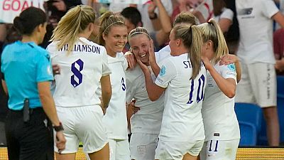 England players celebrate their victory over Norway
