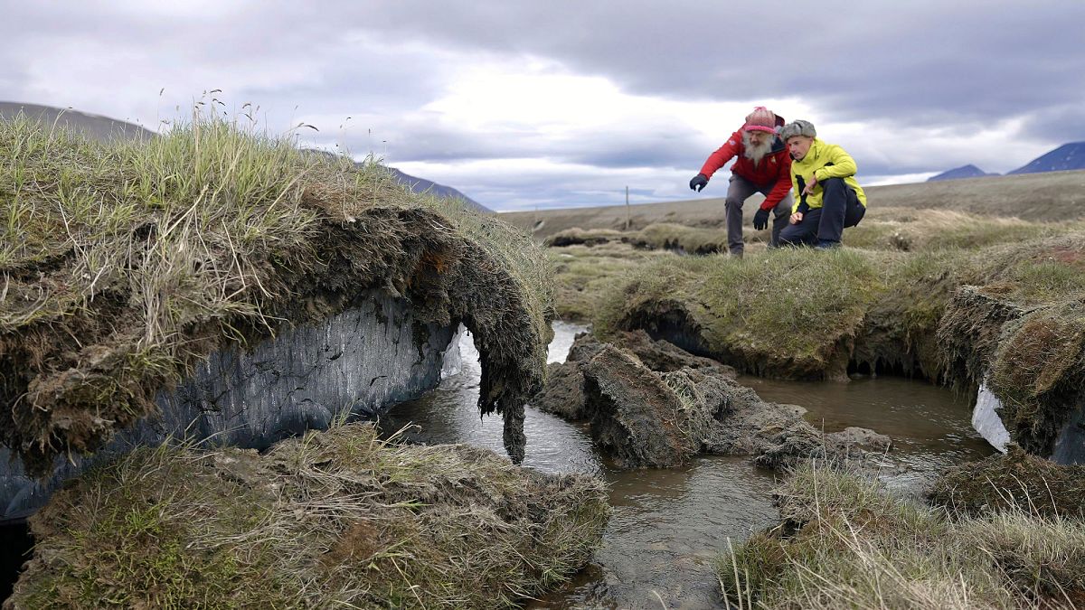 Signs of thawing permafrost near Longyearbyen, Svalbard