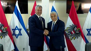 Karl Nehammer mit Ministerpräsident Yair Lapid bei seinem Besuch in Israel