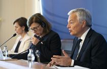 European Commissioners, Vĕra Jourová and Didier Reynders, give a press conference in Luxembourg on the annual rule of law report on Wednesday 13th July 2022.