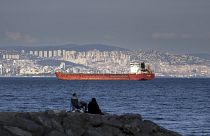 A cargo ship anchors in the Marmara Sea awaits access to cross the Bosphorus Straits in Istanbul, July 13, 2022. Turkey hosted face-to-face talks between Russia and Ukraine.