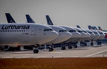 Alman havayolu şirketi Lufthansa'ya ait yolcu uçakları
