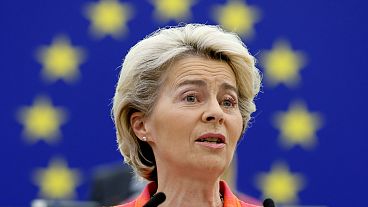 European Commission President Ursula von der Leyen at the European Parliament on July 6, 2022 in Strasbourg, eastern France.