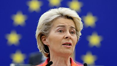 European Commission President Ursula von der Leyen at the European Parliament on July 6, 2022 in Strasbourg, eastern France.