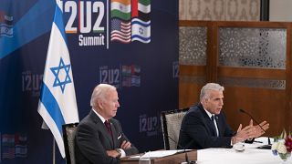 الرئيس الأمريكي ببادين ورئيس الوزراء الإسرائيلي لبيد في قمة رباعية مع رئيس وزراء الهند ورئيس دولة الإمارات