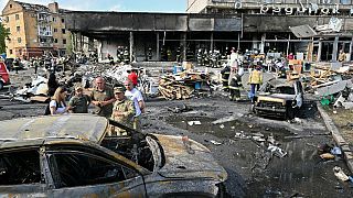 Cidade de Vinnytsia, Ucrânia, após bombardeamento russo