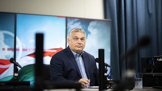 Orbán Viktor kormányfő a Kossuth rádió stúdiójában, ahol interjút adott a Jó reggelt, Magyarország! című műsorban 2022. júl