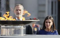 Los reyes de España, Felipe y Letizia, en el homenaje de Estado a las víctimas de la COVID-19, el 15 de julio de 2022.