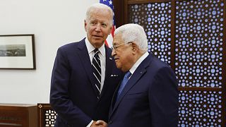Az amerikai és a palesztin elnök megbeszélése Betlehemben
