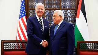 Palestinian President Mahmoud Abbas and US President Joe Biden
