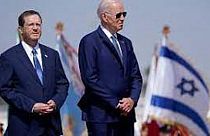 El presidente Biden y el presidente israelí Isaac Herzog, miércoles 13 de julio de 2022, Tel Aviv