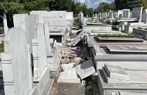 Authorities in Istanbul say up to 81 tombstones were damaged.