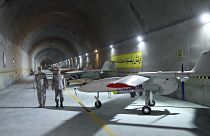 Kaman-22 and Fotros drónok egy iráni földalatti katonai drónbázison
