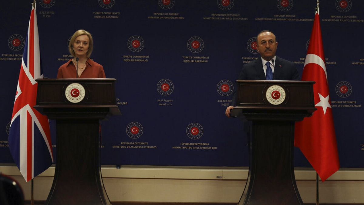 İngiliz Dışişleri Bakanı Liz Truss, Türk mevkidaşı Mevlüt Çavuşoğlu ile Ankara'da (arşiv)