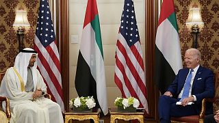 President Joe Biden meets with Abu Dhabi's Crown Prince Mohammed bin Zayed Al Nahyan on 16 July 2022