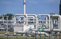 Orosz gázt fogadó állomás a németországi Lubminban