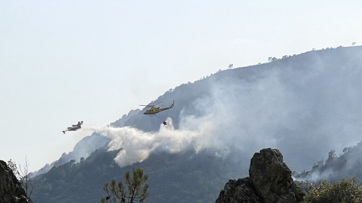 Aeronaves combaten el incendio de Monsagro en Salamanca