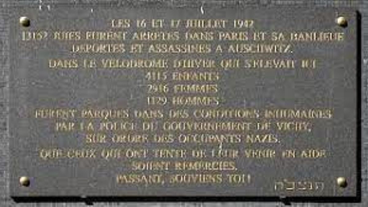 Мемориальная доска в память о жертвах "облавы Vél'd'Hiv"