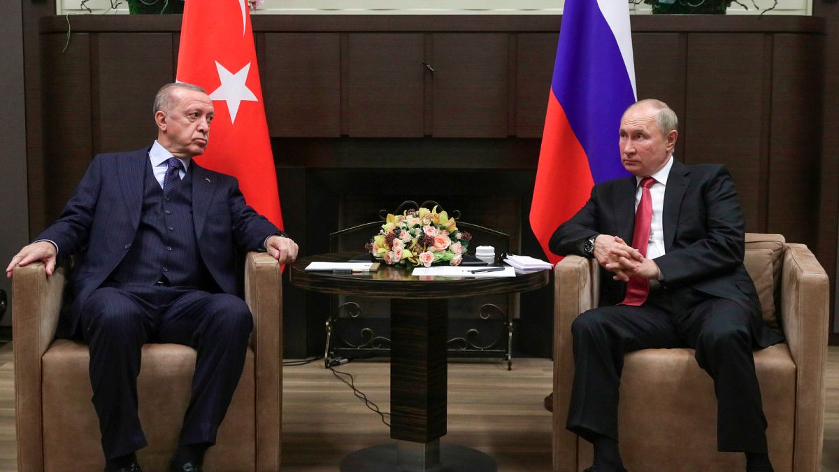 الرئيس الروسي فلاديمير بوتين مع نظيريه التركي رجب طيب إردوغان. أرشيف