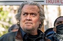 FILE - Former White House strategist Steve Bannon speaks with reporters after departing federal court on Nov. 15, 2021, in Washington. 