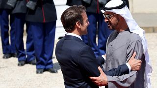 الرئيس الإماراتي الشيخ محمد بن زايد آل نهيان والرئيس الفرنسي ايمانويل ماكرون