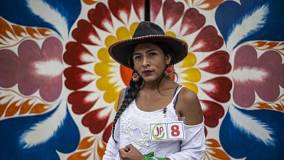 Транссексуал из Перу Гахела Кари, член левой партии Juntos por el Peru (Вместе за Перу) после интервью AFP в Лиме