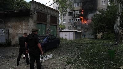A strike in the heart of the residential area of Kramatorsk