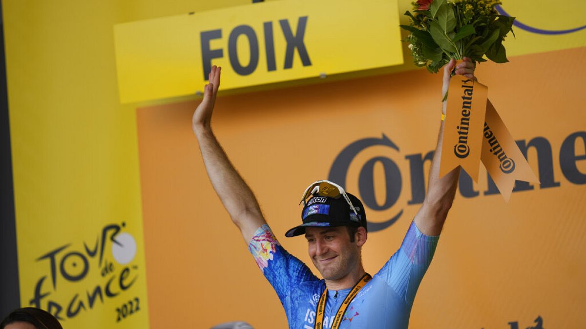 Le Canadien Hugo Houle, vainqueur de la seizième étape du Tour de France de cyclisme à Foix