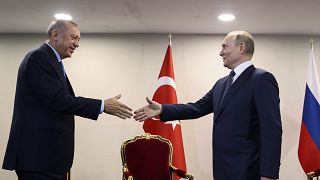 Begrüßung zwischen Recep Tayyip Erdoğan und Wladimir Putin in Teheran