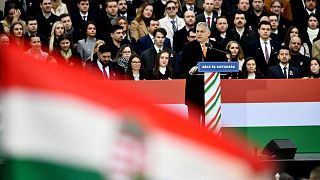 ویکتور اوربان، نخست‌وزیر راست‌گرای مجارستان در تجمع هواداران‌اش