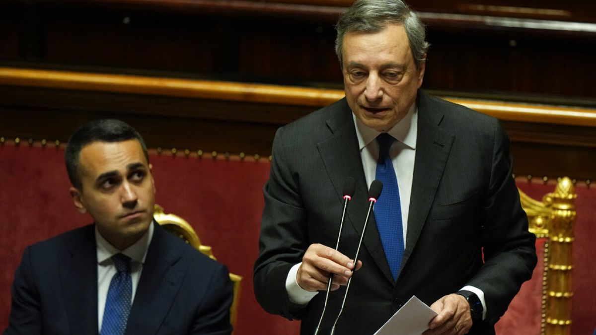 Mario Draghi durante il suo discorso al Senato
