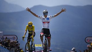 Le Slovène Tadej Pogacar (UAE) a gagné la 17e étape du Tour de France, mercredi à l'altiport de Peyragudes,