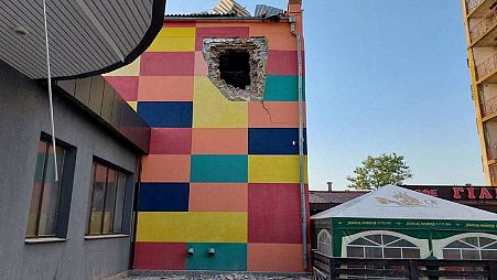 A building destroyed by shelling is seen in Ochakiv, Ukraine, in this handout picture obtained by Reuters on June 28, 2022.