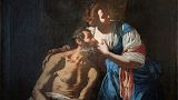 This undated image, provided by the Carabinieri Cultural Heritage Protection Squad shows 17th Century painter Gentileschi's Caritas Romana.