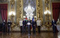 El presidente de Italia Sergio Mattarella en el momento del anuncio de la convocatoria de nuevas elecciones