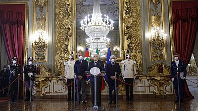 El presidente de Italia Sergio Mattarella en el momento del anuncio de la convocatoria de nuevas elecciones